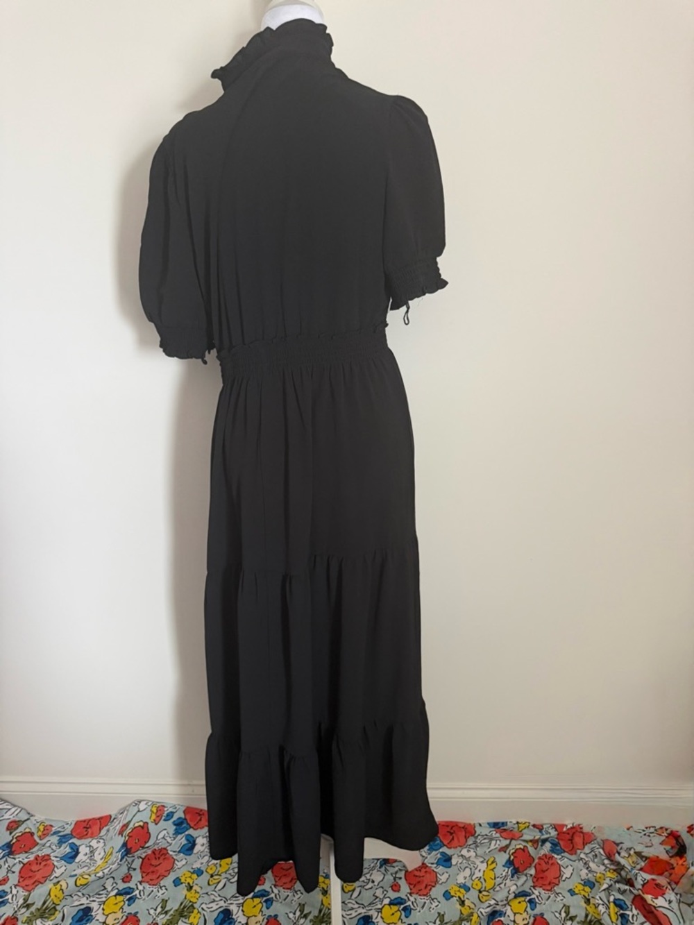 London Times Black Ruffle-Front Maxi Dress - Picture 3 of 7